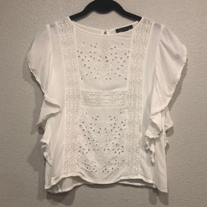 American Eagle white top with eyelet detailing, XS